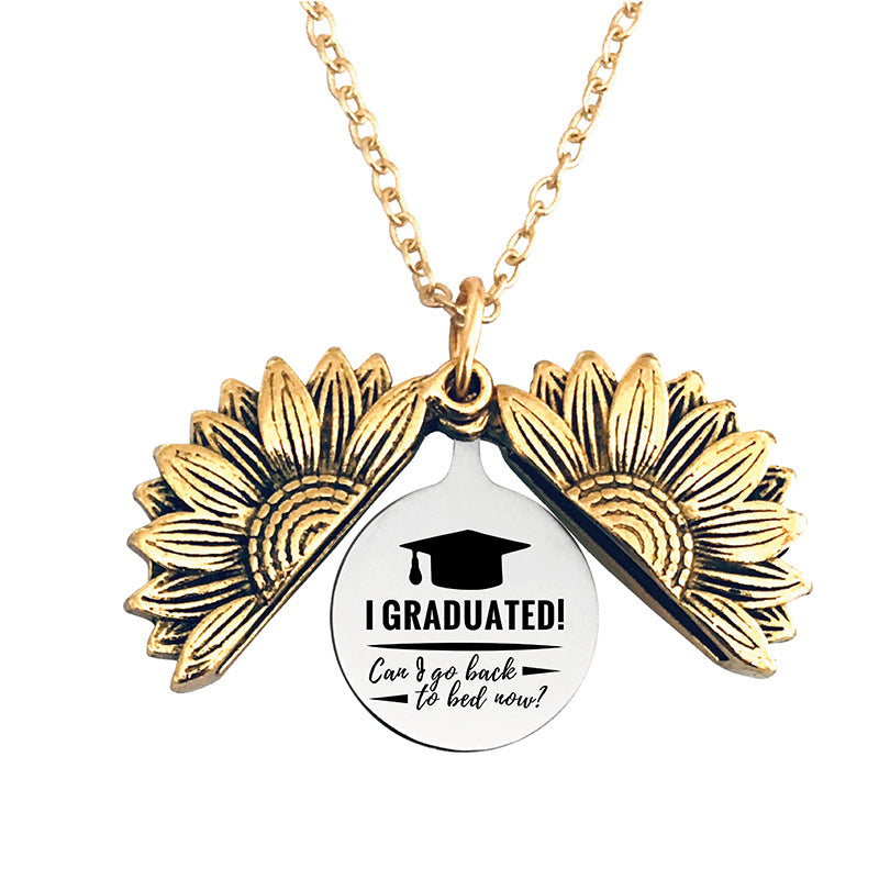 Wholesale Gold Sunflower Titanium Steel Necklaces